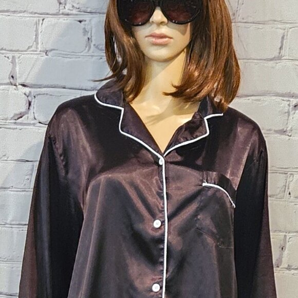 AMAZON, Black satin silk pyjamas set - Picture 9 of 13
